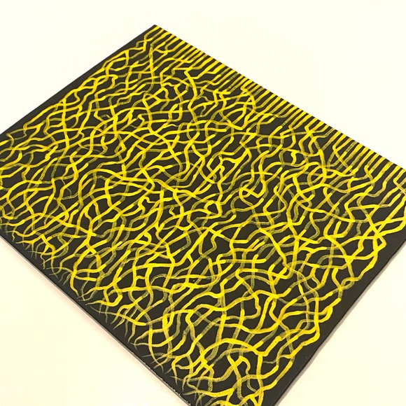 Yellow and Black Mycelium Network / Connected  Consciousness Painting - Original - Picture 11 of 11